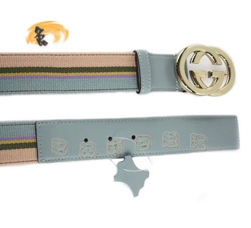 170854 Gucci皮帶 Gucci腰帶 Gucci經典款時尚女士皮帶 古奇帆布女士皮帶 粉色配藍色