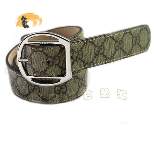 201786 Gucci皮帶 Gucci時尚雙G PVC男士皮帶 Gucci腰帶 古奇皮帶 灰色