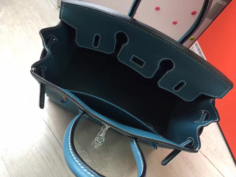 愛馬仕手提包 Hermes Birkin系列 鉑金包 純手工定制版 30cm TOGO皮 牛仔藍