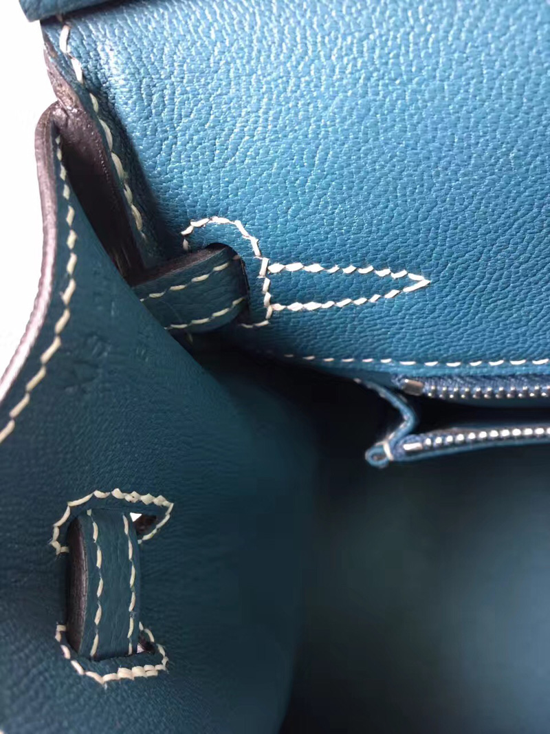 愛馬仕手提包 Hermes Birkin系列 鉑金包 純手工定制版 30cm TOGO皮 牛仔藍