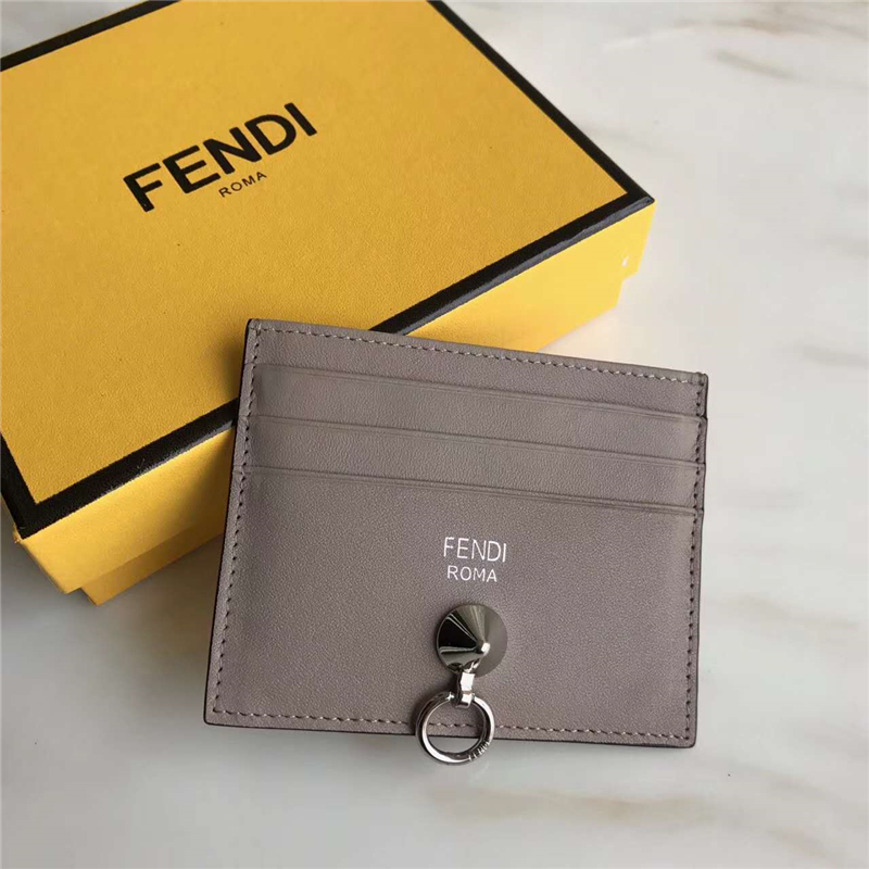 0269 Fendi芬迪卡夾 小牛皮扁形卡片套 芬迪卡套 大象灰