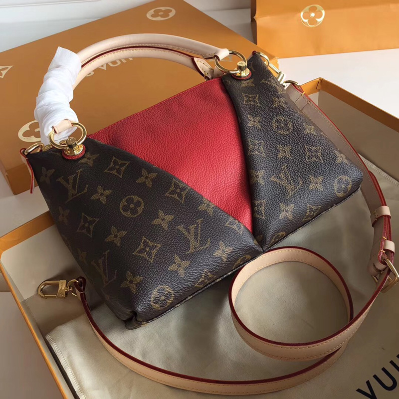 M43966 LV V Tote BB 手袋 LV Monogram帆布老花女包 LV女包 櫻桃紅