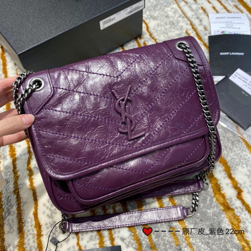 533037 YSL圣羅蘭 Niki baby 迷你復(fù)古褶皺真皮包 紫色