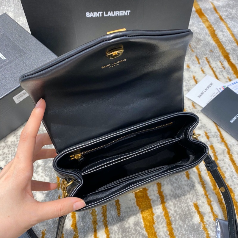 467072 YSL圣羅蘭LOULOU黑色真皮小肩包配有Y形絎縫 黑色金扣