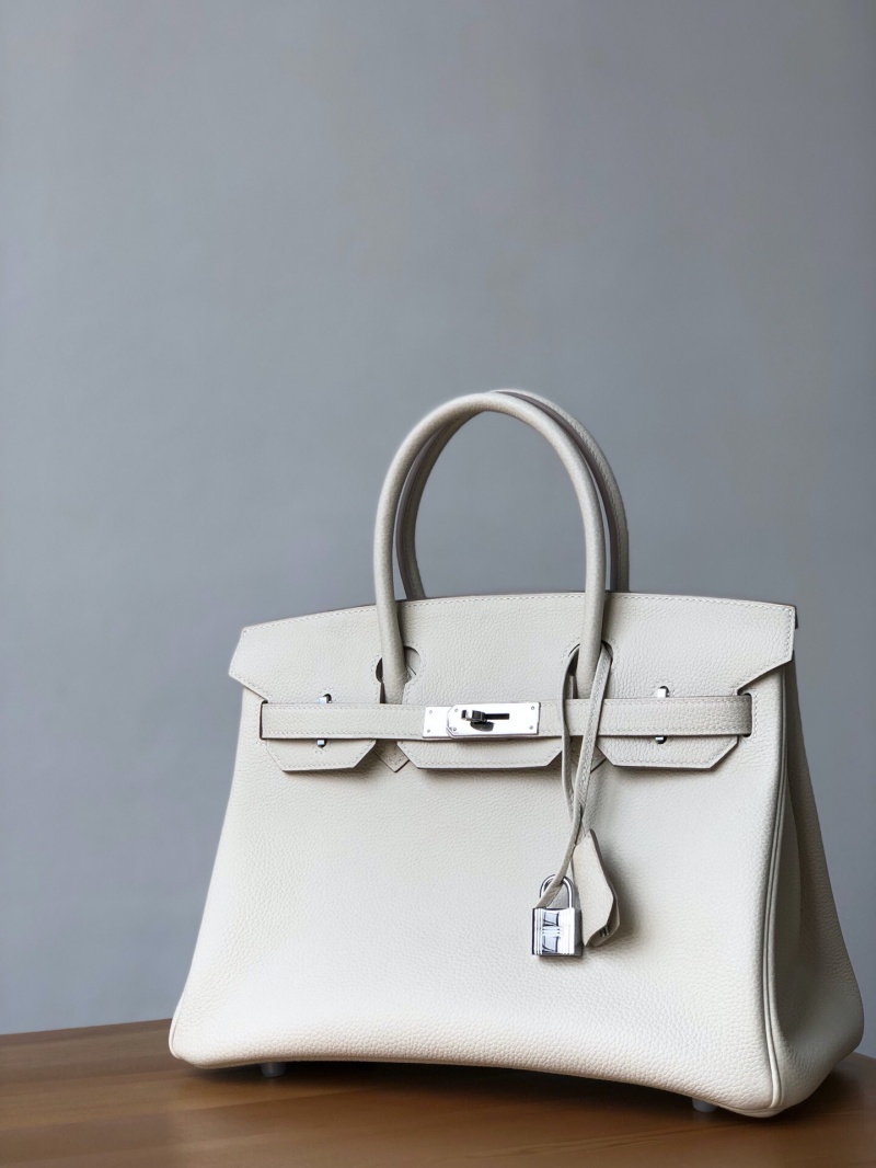 Hermes Birkin系列 鉑金包 純手工定制版 30cm TOGO皮 奶昔白