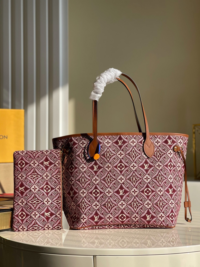 M57273 LV NEVERFULL 中號手袋 1854系列媽咪包購物袋 棕紅色