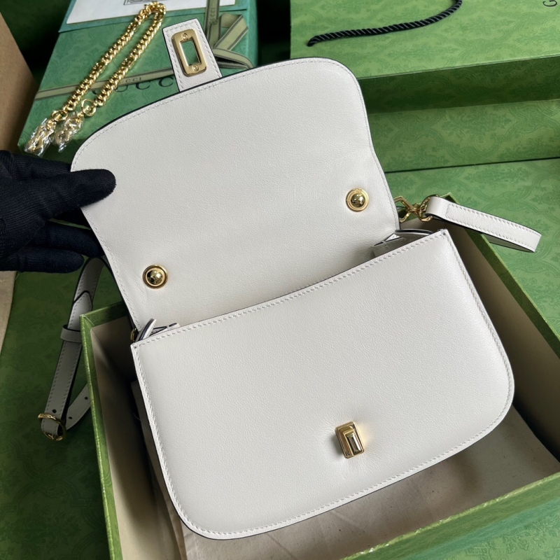 735101 Gucci Blondie系列手提包 圓形互扣式雙單間手提包 白色