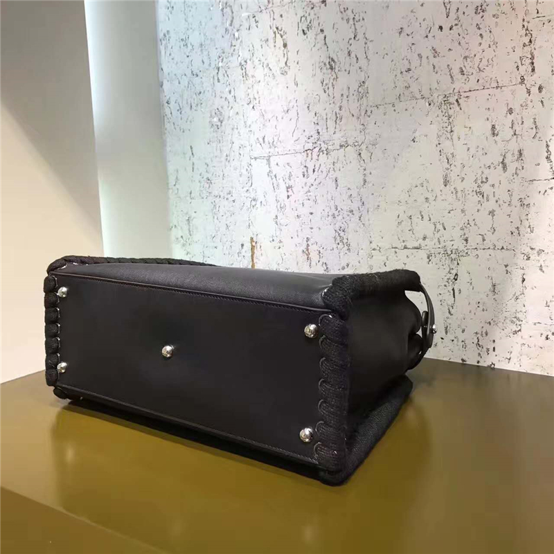 FENDI 芬迪7210 小牛皮革手提包 皮條穿孔 編繩肩帶 單提手