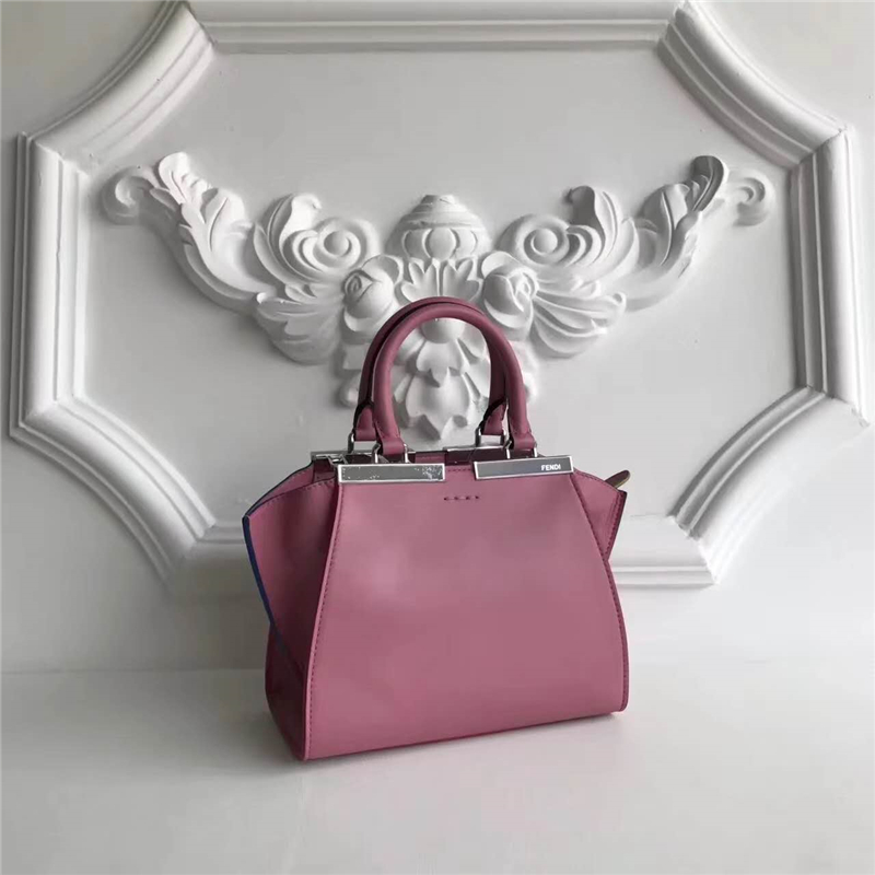 279 FENDI 芬迪 迷你柔軟小牛皮 購物包 彩色毛邊 軟羊革襯里 粉色