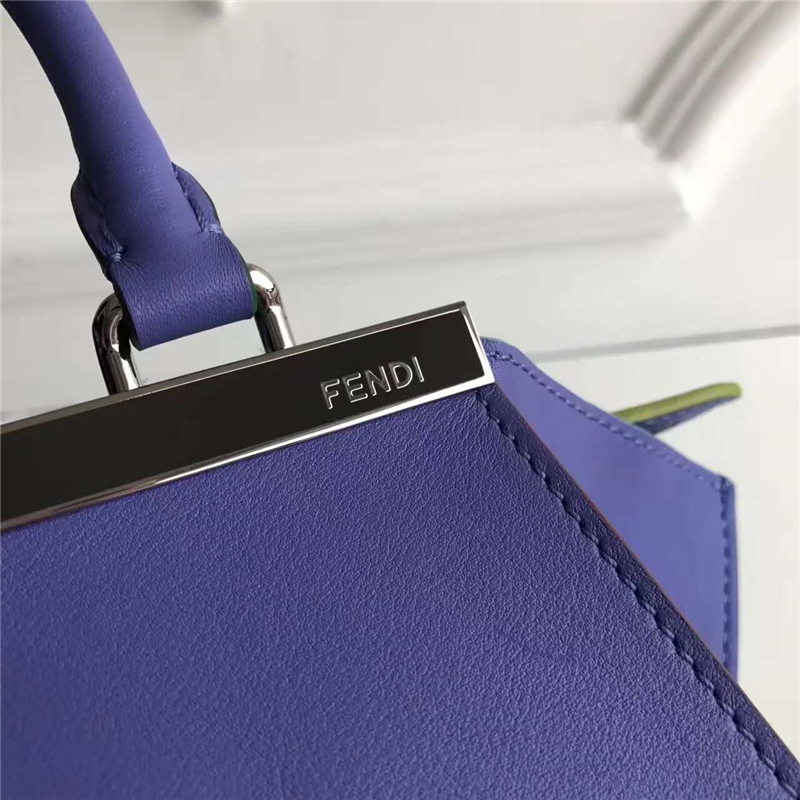 279 FENDI 芬迪 迷你柔軟小牛皮 購物包 彩色毛邊 軟羊革襯里 紫藍(lán)色