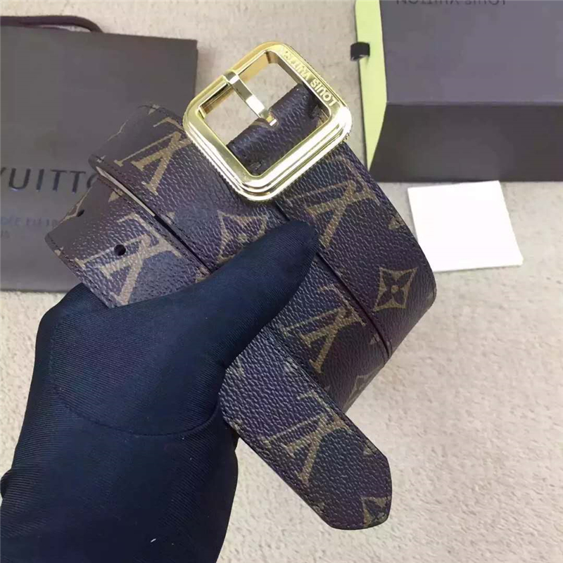 LV 路易威登 專柜新品 經典老花 牛皮皮帶 金屬針扣 女士皮帶 啡色