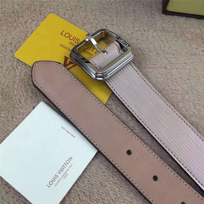 LV 路易威登 專柜新品 LV水波紋 牛皮皮帶 金屬針扣 女士皮帶 白色