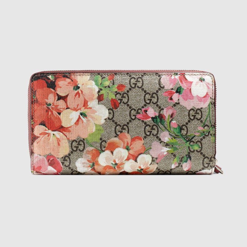 430260 GUCCI GG Blooms 印花 GG Supreme高級人造帆布 全拉鏈式皮夾