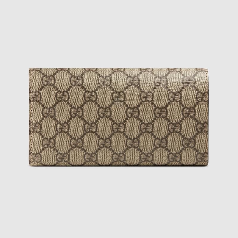 476421 GUCCI GG Supreme高級人造帆布 虎頭圖案 長款皮夾
