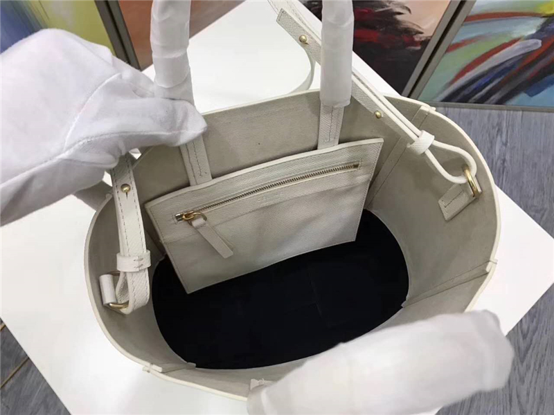 Celine 賽琳 17秋 Cabas 手掌紋 羊皮 拼色 手提水桶包 白拼黑