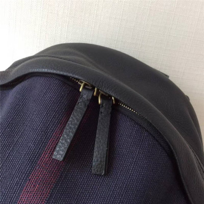 巴寶莉 Canvas 格紋拼皮革 雙肩包 巴寶莉男包 暗紅格紋