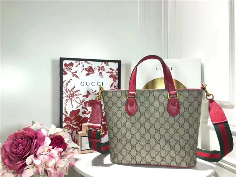 473887 Gucci 梗犬波士頓Bosco圖案 高級人造帆布 手提袋 紅色