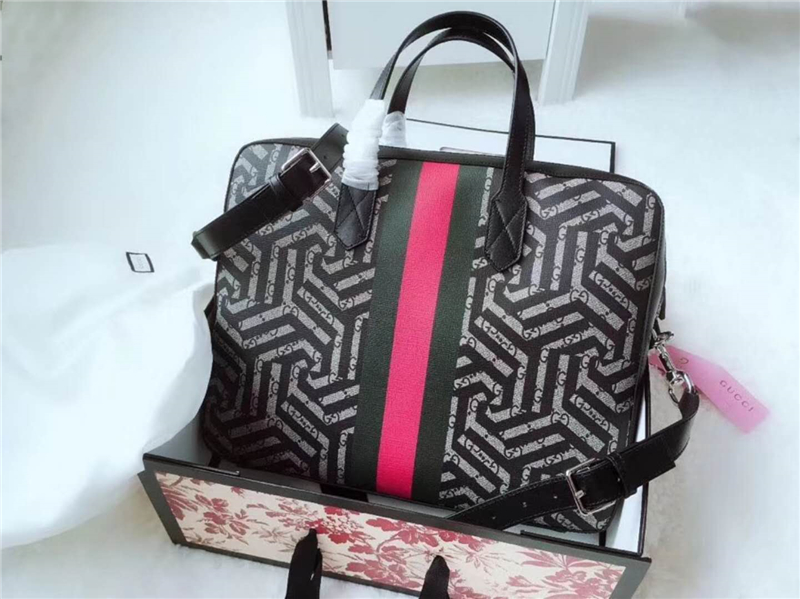 387102 GUCCI男包 郵差公文包 古馳手提包 大容量 烏木色