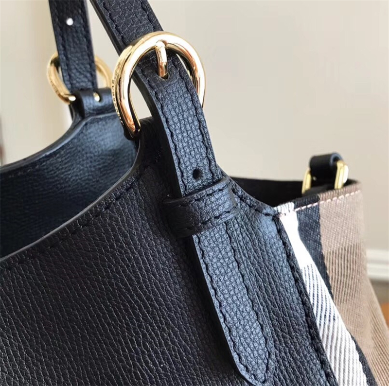 Burberry巴寶莉 The Canter坎特手袋 House 格紋單肩手提包 黑色