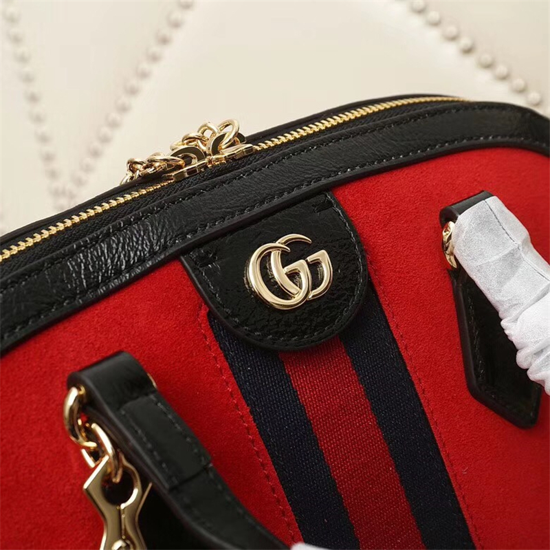 524533 Gucci女袋 Ophidia系列 拼皮絨面 紅藍織帶 古馳經(jīng)典手提包 紅色
