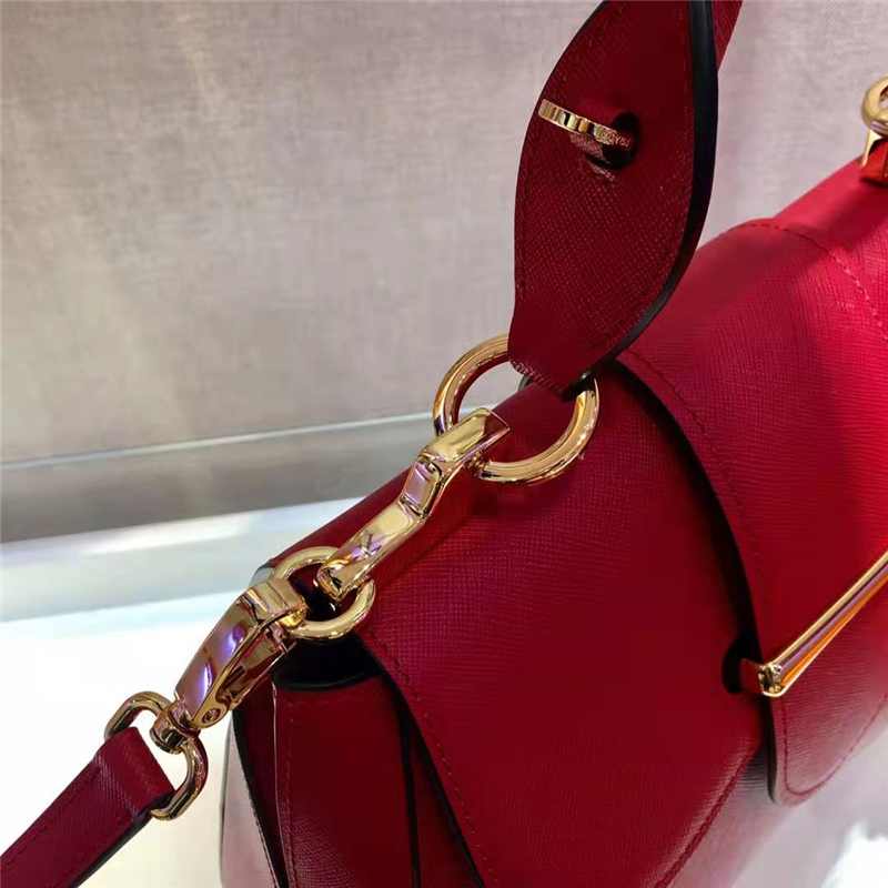 1BN005 Prada Sidonie女包 普拉達手袋 中號 小牛皮 普拉達手提包 紅色