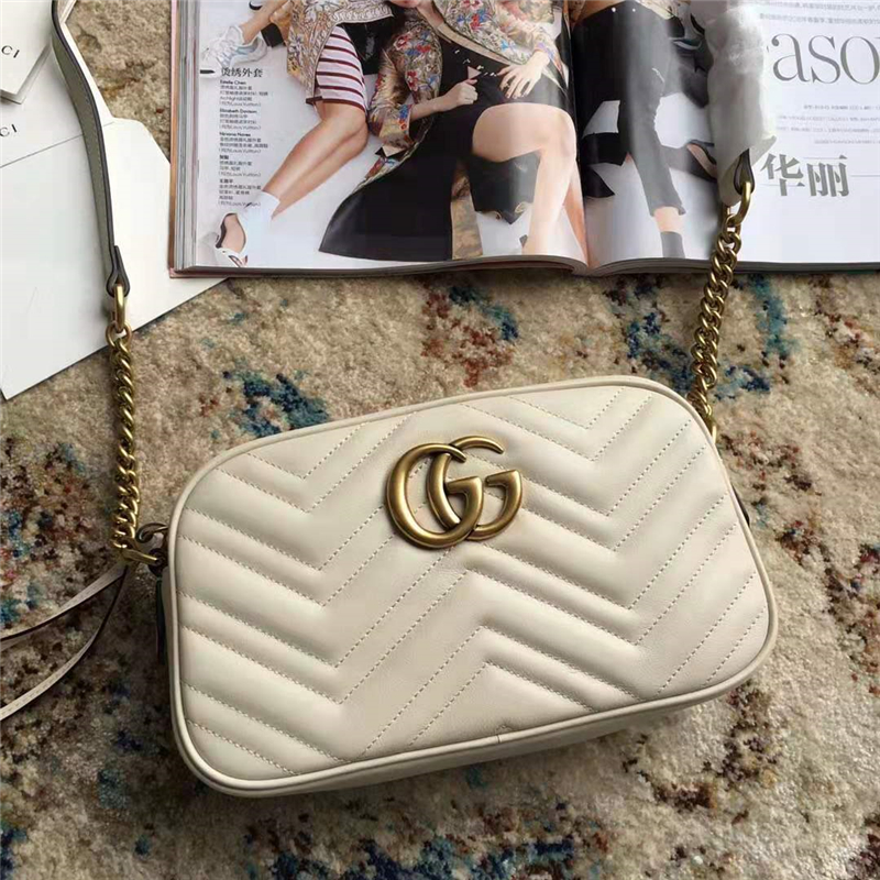 476433 Gucci 古馳女包 絎縫皮革 Gucci Nano 古馳拉鏈?zhǔn)执?白色